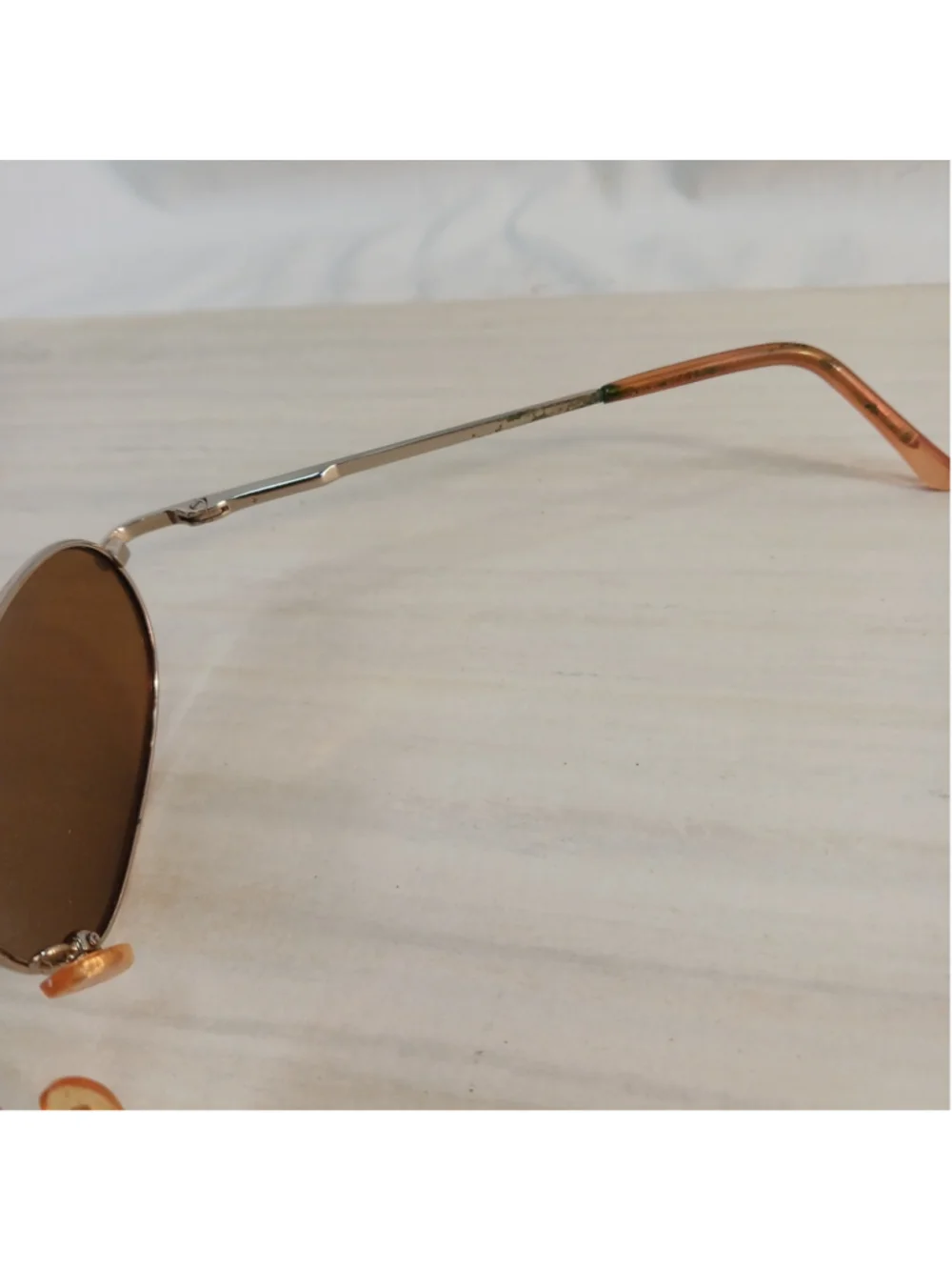 VTG Aviator Sunglasses Amber Lens With Sheepskin Case Groovy Hipster Boho Chic